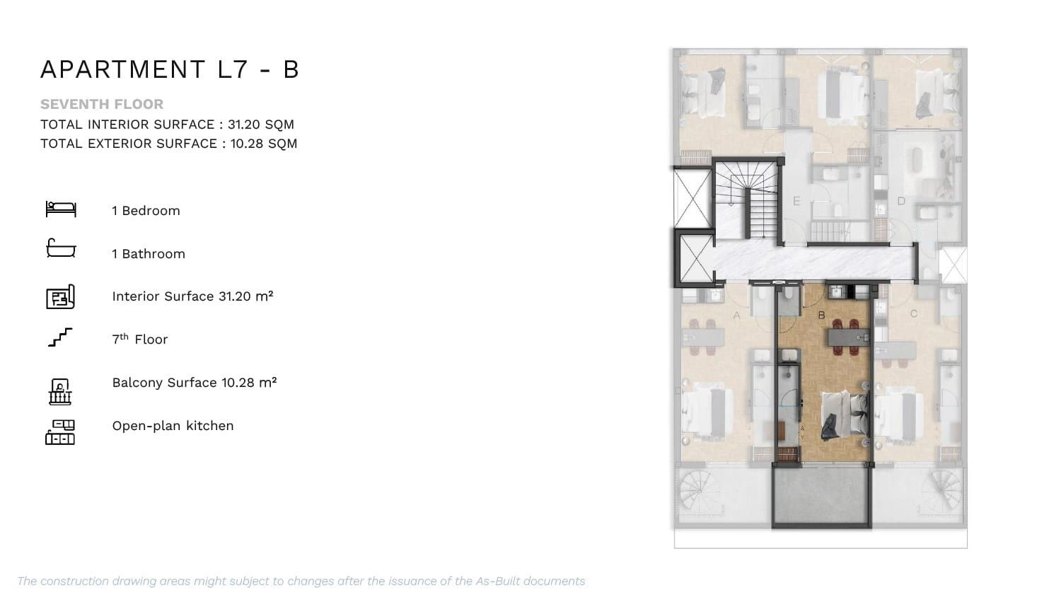 7. kat · stüdyo B + teras