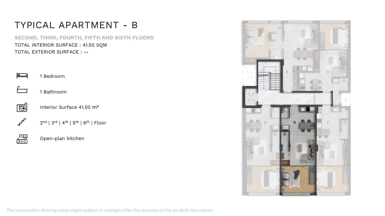 Tip B · 2.–6. kat · 41,5 m²